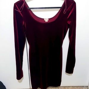 Red velvet bodycon dress